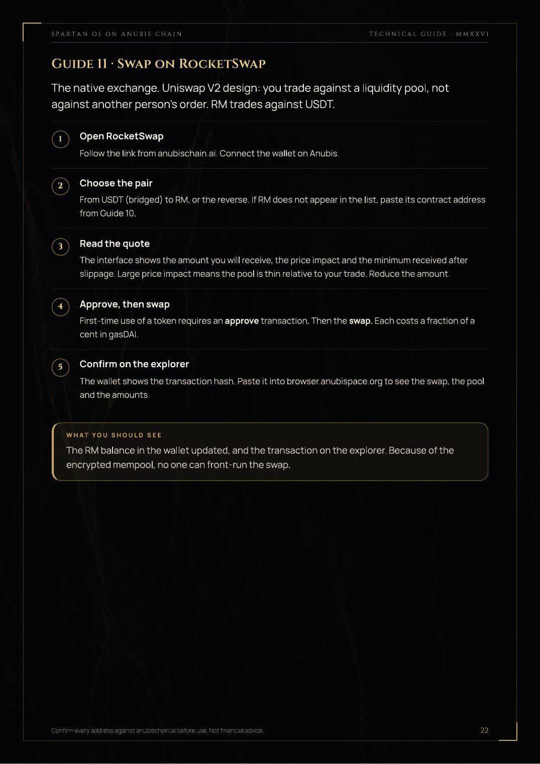 Technical guide · page 22 · Guide 11 · RocketSwap