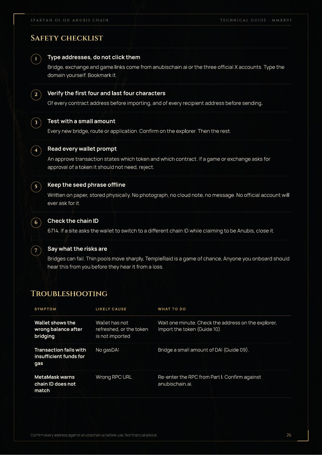 Technical guide · page 26 · Safety checklist