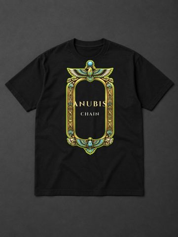 060 · Gold cartouche · tee · black