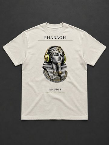 071 · Pharaoh headphones · tee · bone