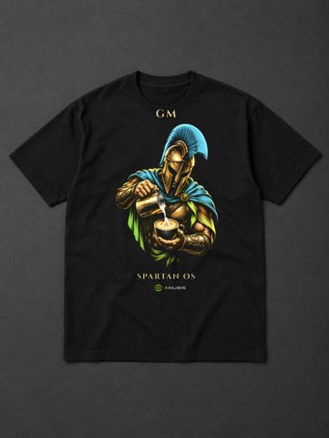 072 · Spartan barista · tee · black