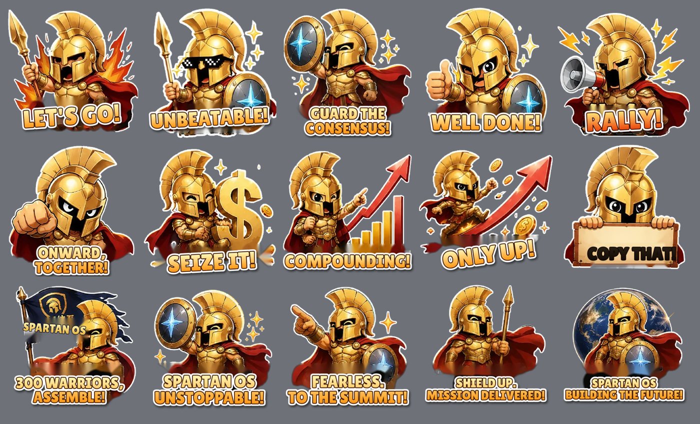 Preview of the fifteen Spartan OS stickers