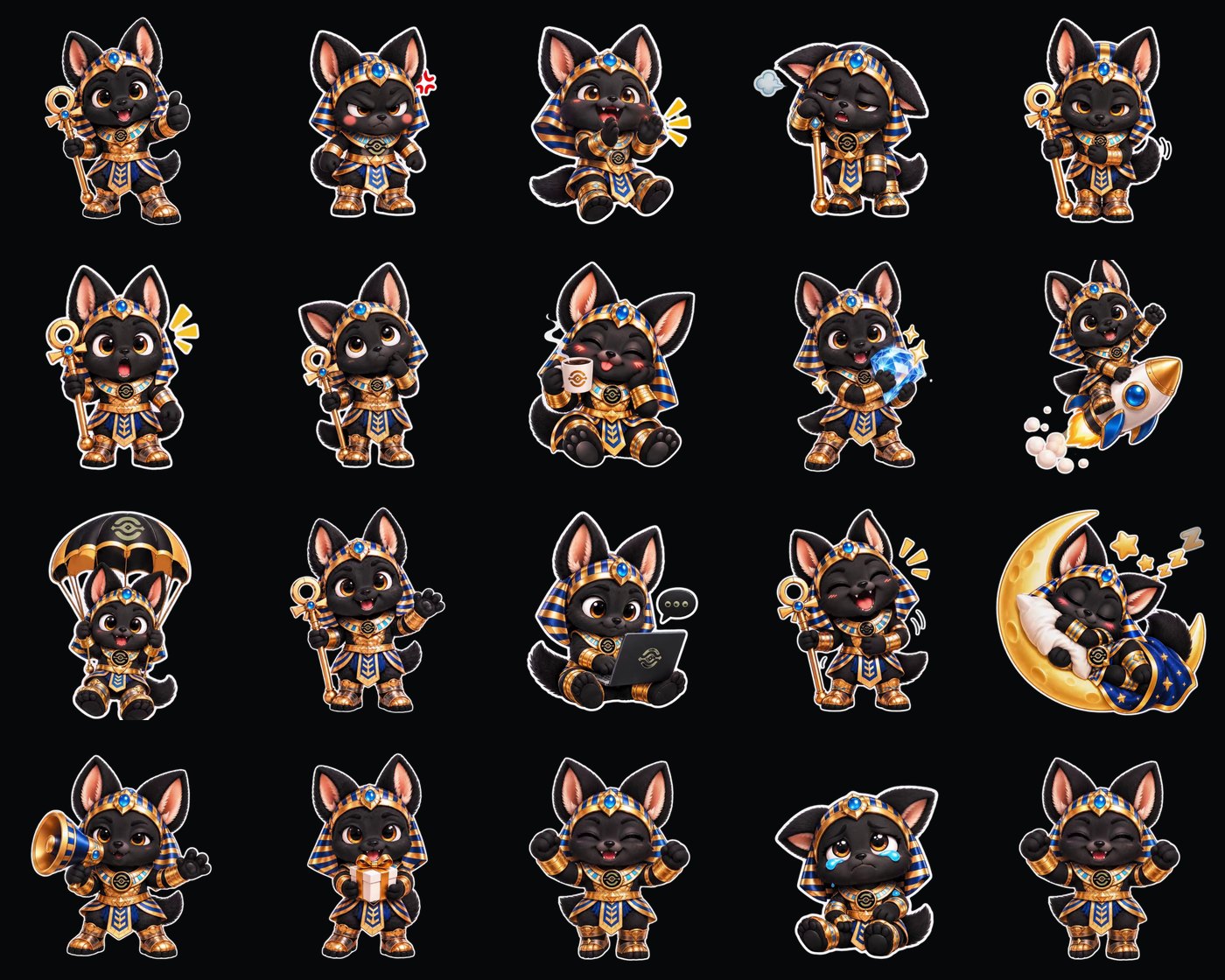 Preview of the twenty Anubis stickers